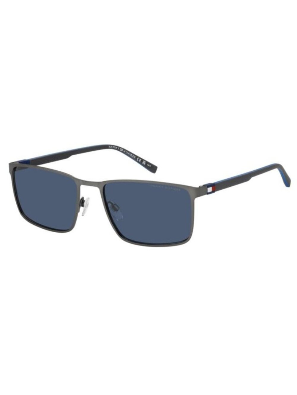 New Tommy Hilfiger Men's Sunglasses Silver Blue Lens TH 2319 S R80 59